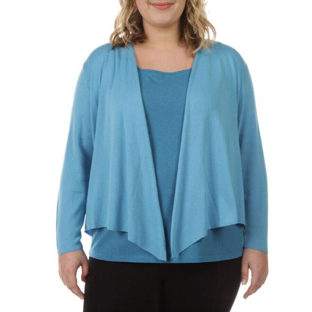 Nic + Zoe Plus $148 Women's Deep Turquoise 4 Way Cardigan 2X NWT Cardigan Only!